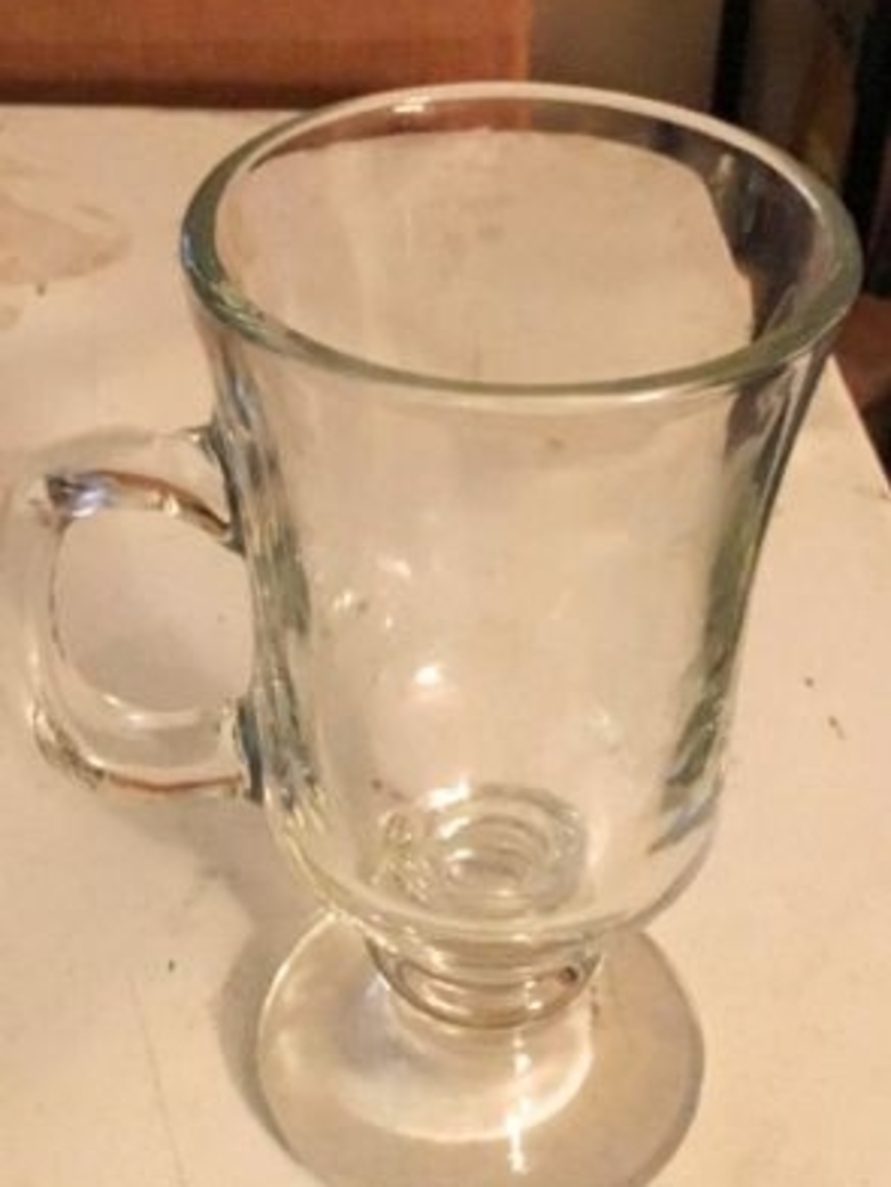 Three 6" Unbranded 8.5 Oz Clear Irish Pedestal Coffee Mug Glass